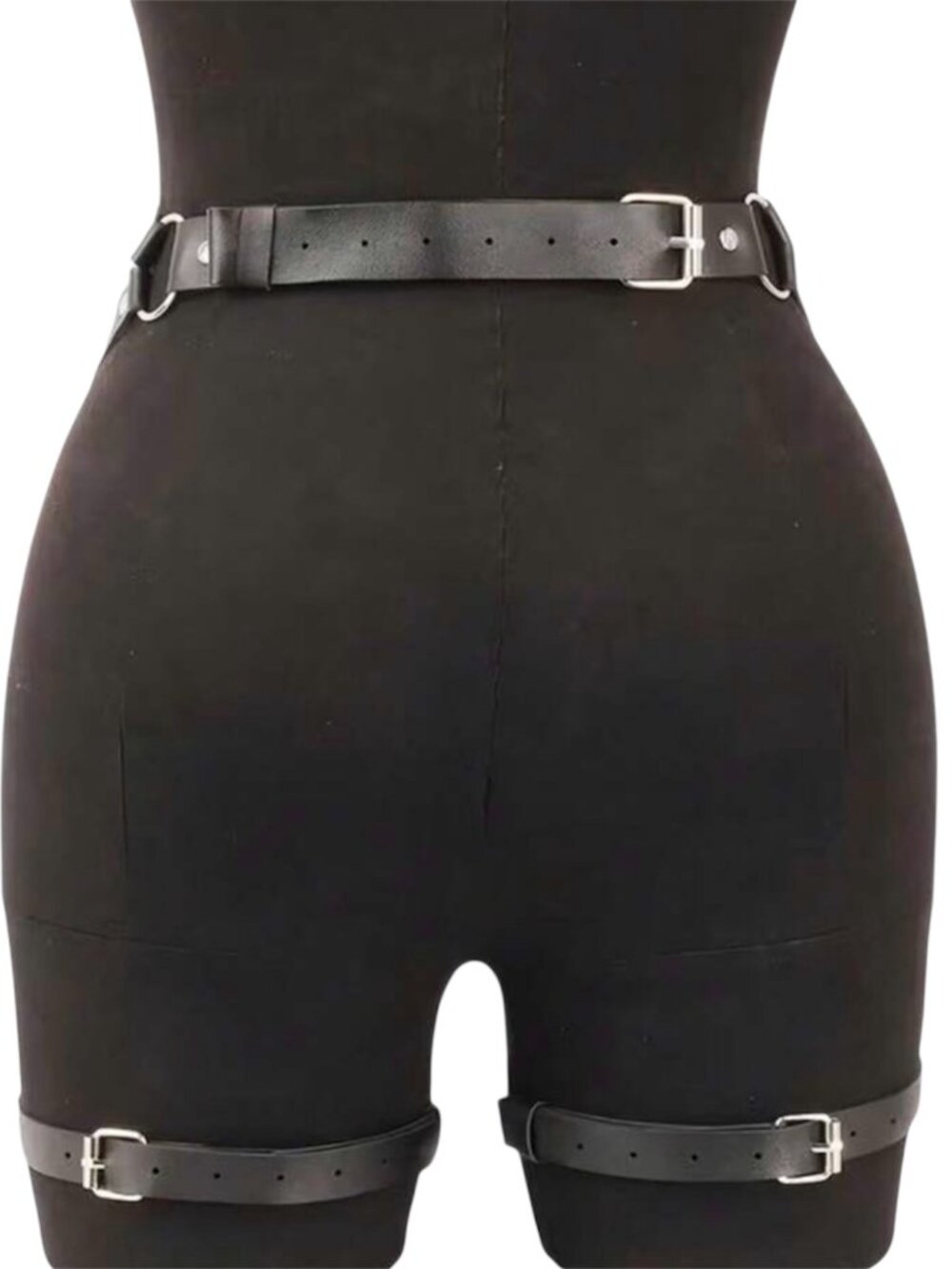 Women Black Gothic Bondage Waist Belt Leg Strap Harness - Picture 2 of 3